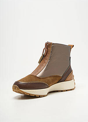 Bottines/boots tissage satiné talon de 4 à 6cm marron CARMELA femme