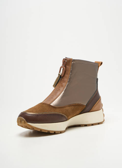 Bottines/boots tissage satiné talon de 4 à 6cm marron CARMELA femme