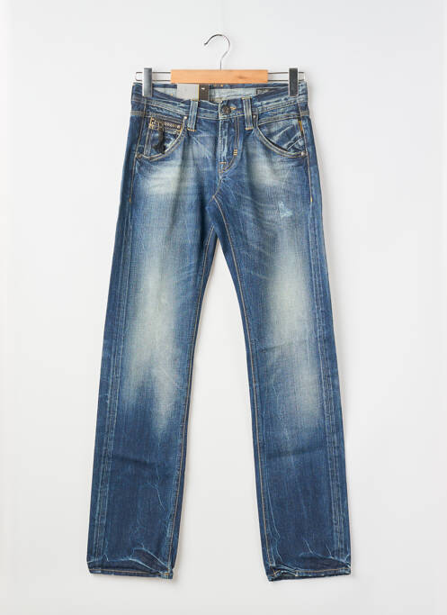 Jeans coupe droite fermeture zippée sous rabat boutonné taille normale bleu MELTIN'POT homme