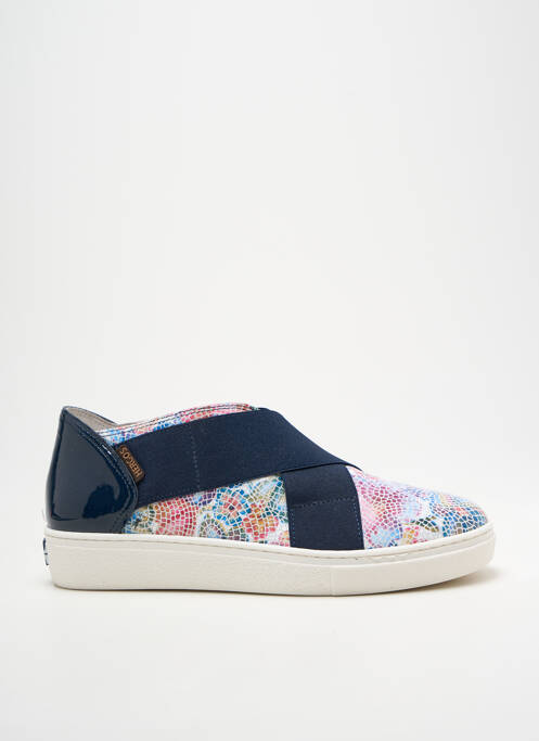 Slip ons tissage satiné talon plat jusqu'à 3cm bleu HERGOS femme