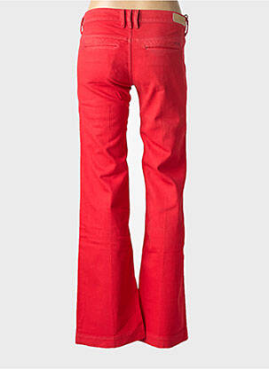 Pantalon flare fermeture zippée sous rabat boutonné rouge LABEL femme