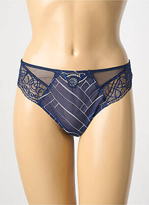 Tanga finition dentelle bleu LISE CHARMEL femme