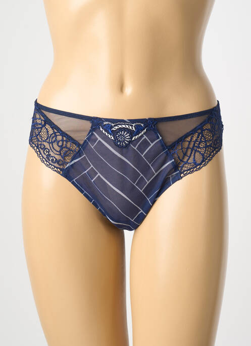 Tanga finition dentelle bleu LISE CHARMEL femme