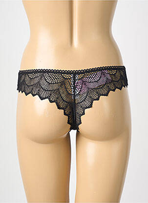 Tanga tissage satiné noir ANTIGEL femme