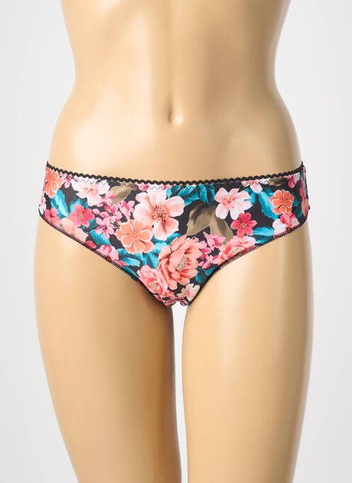 Tanga tissage satiné noir ANTIGEL femme
