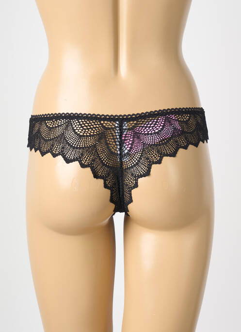 Tanga tissage satiné noir ANTIGEL femme