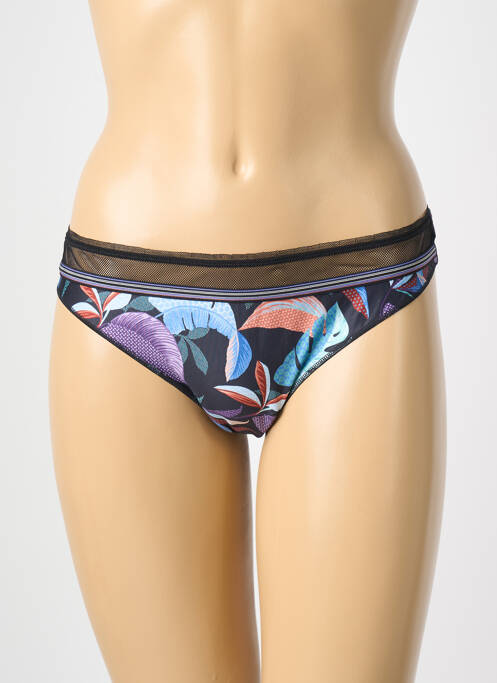 Tanga tissage satiné noir ANTIGEL femme
