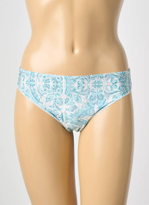 Tanga tissage satiné bleu ANTIGEL femme