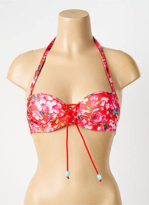Haut de maillot de bain stretch haut soutien-gorge moulé rouge ANTIGEL femme