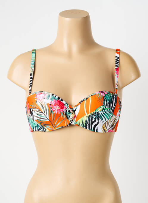 Haut de maillot de bain bretelles élastiquées ajustables haut soutien-gorge balconnet orange LISE CHARMEL femme