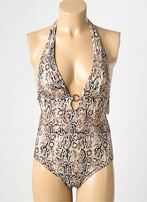 Maillot de bain 1 pièce imprimé fantaisie marron AUBADE femme