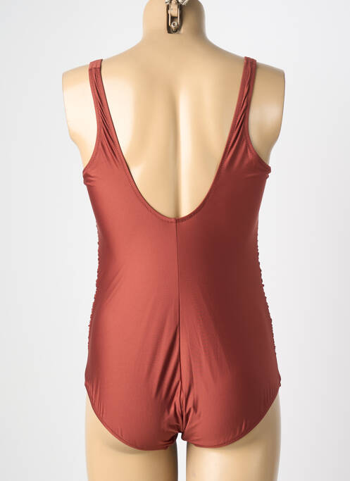 Maillot de bain 1 pièce bretelles élastiquées marron ANTIGEL femme