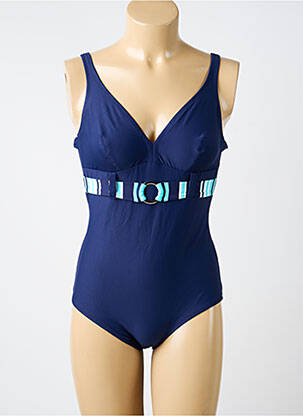 Maillot de bain 1 pièce bretelles élastiquées bleu ANTIGEL femme