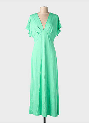 Robe longue manches courtes manches courtes vert KILKY femme