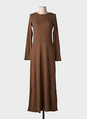 Robe longue manches longues manches longues marron GRACE & MILA femme