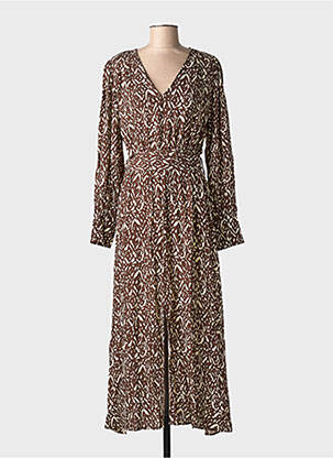 Robe longue manches longues manches longues marron GRACE & MILA femme