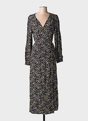 Robe longue manches longues manches longues noir GRACE & MILA femme