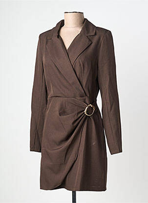Robe courte manches longues manches longues marron KILKY femme