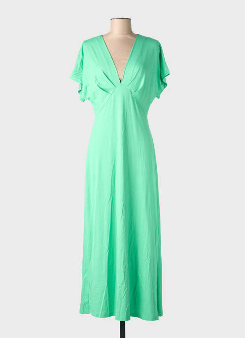 Robe longue manches courtes manches courtes vert KILKY femme