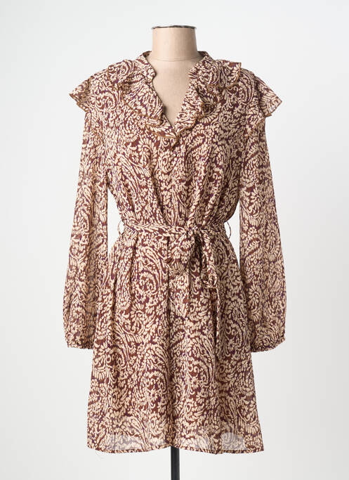 Robe courte manches longues manches longues marron CERISE BLUE femme