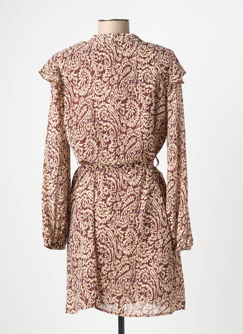 Robe courte manches longues manches longues marron CERISE BLUE femme