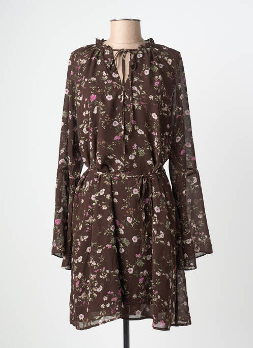 Robe courte manches longues manches longues marron CERISE BLUE femme