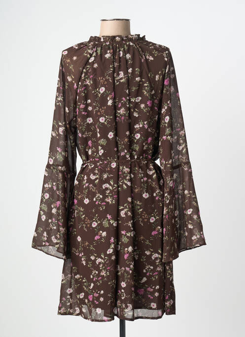 Robe courte manches longues manches longues marron CERISE BLUE femme