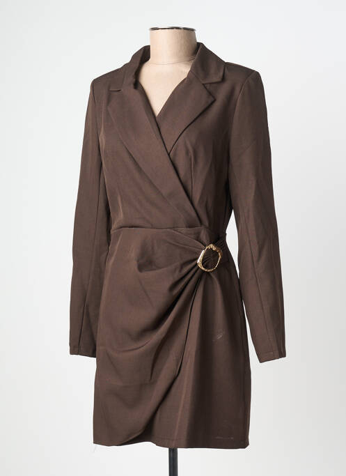 Robe courte manches longues manches longues marron KILKY femme
