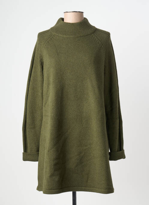 Robe pull coupe droite manches longues vert GRACE & MILA femme