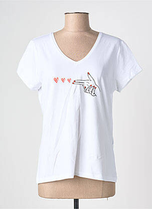 T-shirt sérigraphie floquée manches courtes blanc PIECES femme