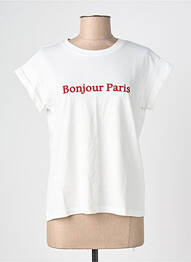 T-shirt sérigraphie floquée manches courtes blanc GRACE & MILA femme