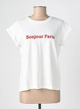 T-shirt sérigraphie floquée manches courtes blanc GRACE & MILA femme