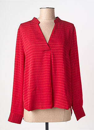 Blouse tissage popeline manches longues rouge KILKY femme