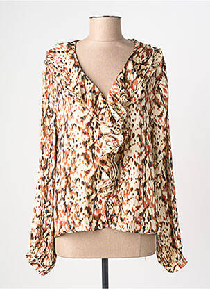 Blouse imprimé fantaisie manches longues beige KILKY femme