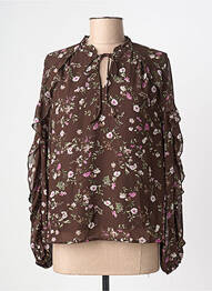 Blouse imprimé fleurs manches longues marron CERISE BLUE femme