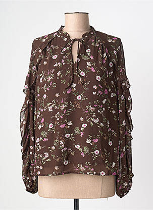 Blouse tissage popeline manches longues marron CERISE BLUE femme