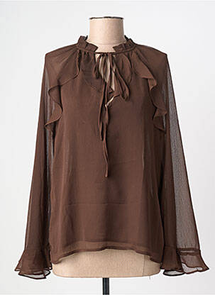 Blouse col rond manches longues marron KILKY femme