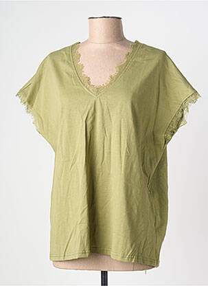 T-shirt coupe droite manches courtes vert KILKY femme