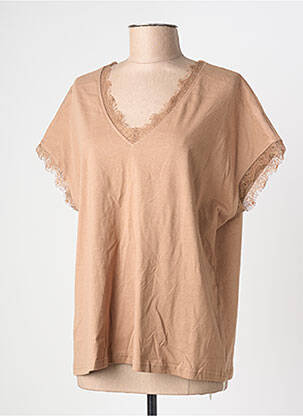 T-shirt coupe droite manches courtes marron KILKY femme