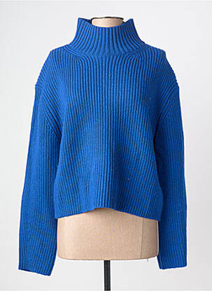 Pull coupe droite manches longues bleu GRACE & MILA femme