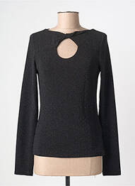 Pull coupe cintrée manches longues noir GRACE & MILA femme