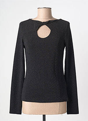 Pull coupe cintrée manches longues noir GRACE & MILA femme