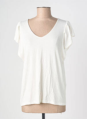 T-shirt col v manches courtes blanc PIECES femme