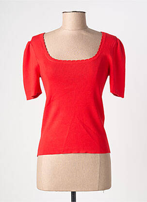 T-shirt coupe cintrée manches courtes rouge PIECES femme