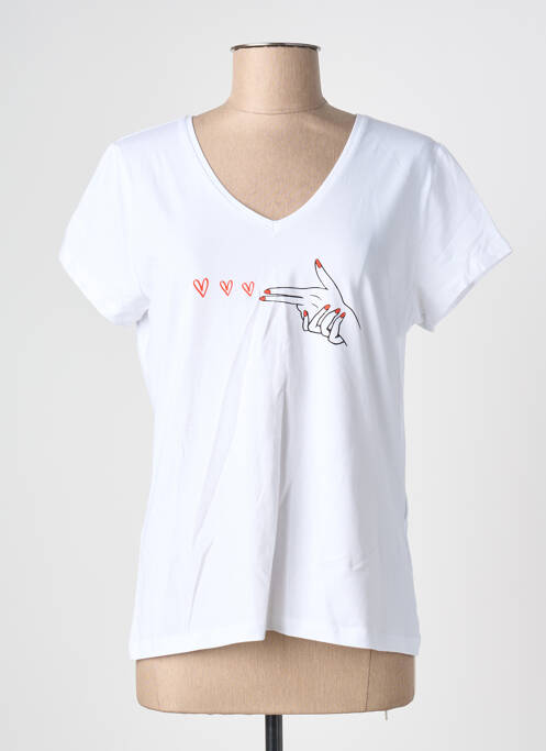 T-shirt sérigraphie floquée manches courtes blanc PIECES femme