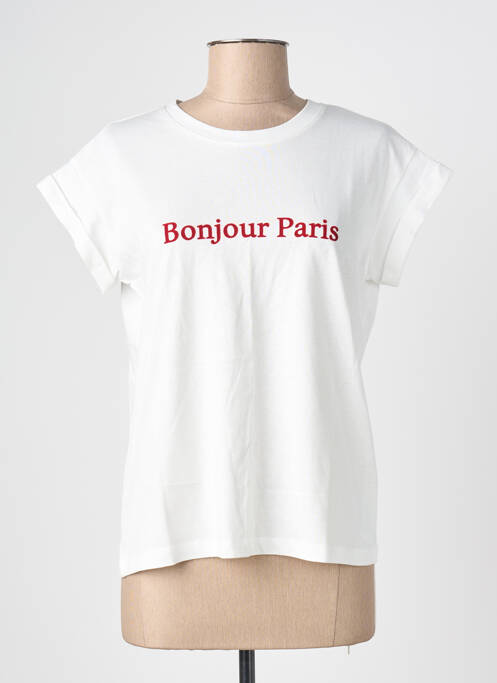 T-shirt sérigraphie floquée manches courtes blanc GRACE & MILA femme