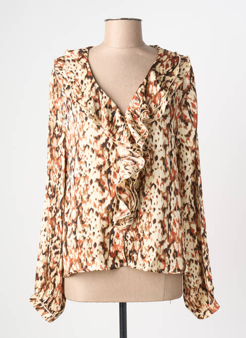 Blouse tissage popeline manches longues beige KILKY femme