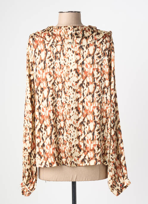 Blouse tissage popeline manches longues beige KILKY femme