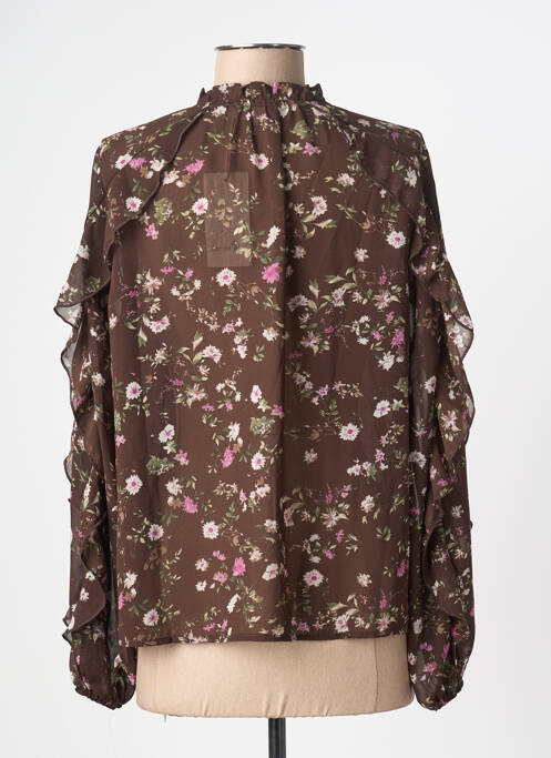 Blouse tissage popeline manches longues marron CERISE BLUE femme