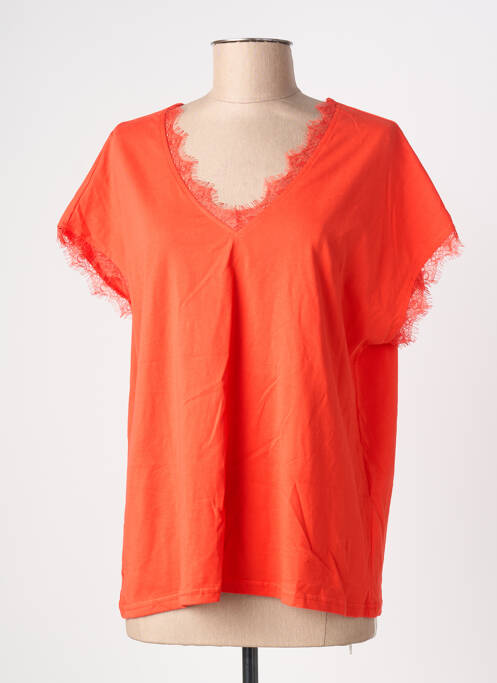 T-shirt coupe droite manches courtes orange KILKY femme